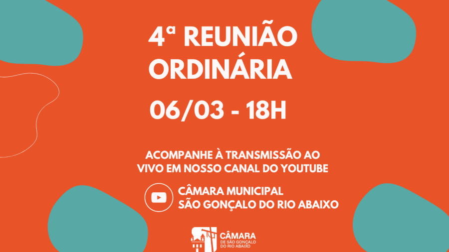 Câmara de São Gonçalo realiza 4ª Reunião Ordinária nesta quinta-feira